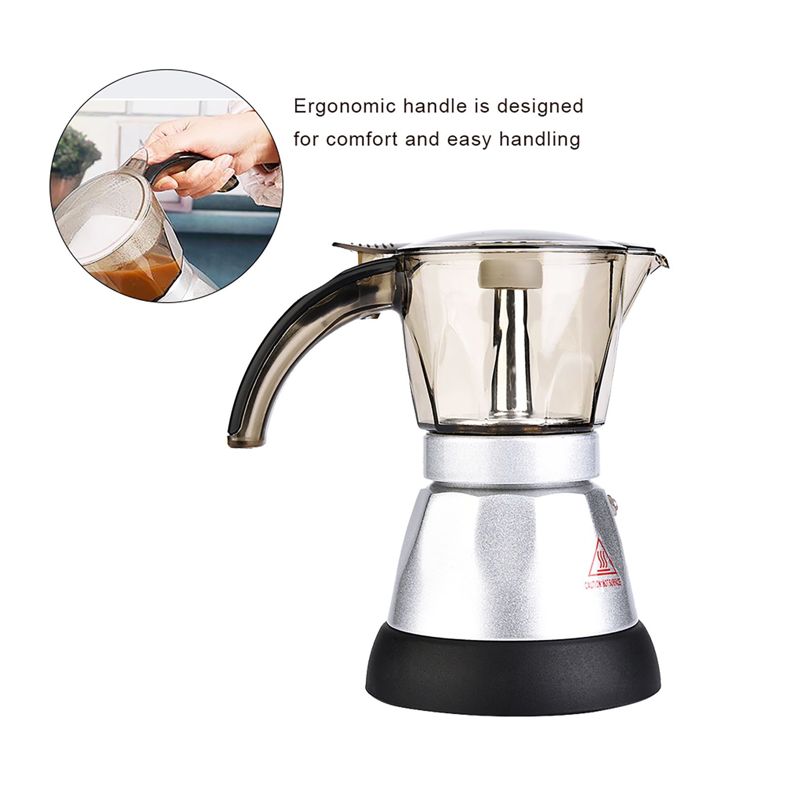 Large Capacity Electric Moka Pot Stovetop Espresso Coffee Maker Coffee view 12