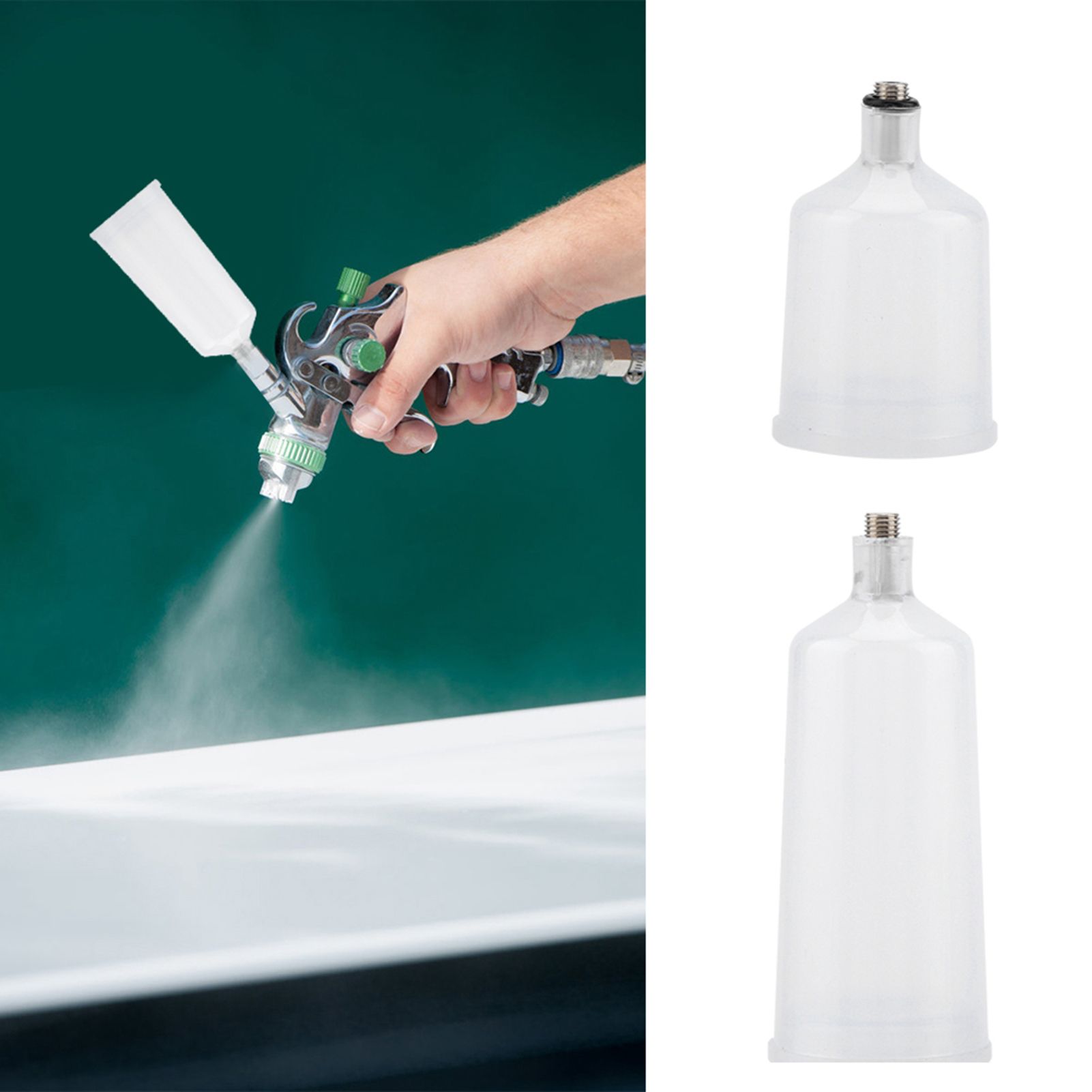 2PCS / Set Plastic Spray Paint Gun Airbrush Cup Pot Fastmover Threaded — image 1
