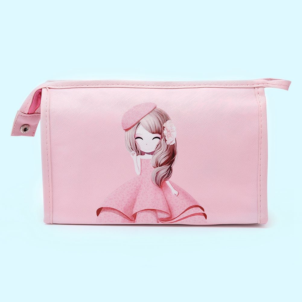 Fashion Print Cartoon Pattern Outdoor Travel Makeup Waterproof Storage Bag (Pink) — image 1