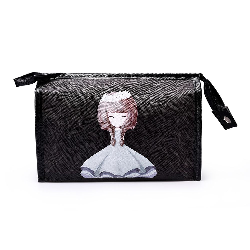 Fashion Print Cartoon Pattern Outdoor Travel Makeup Waterproof Storage Bag (Black) view 2