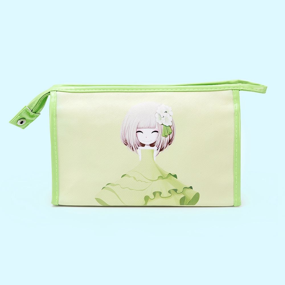 Fashion Print Cartoon Pattern Outdoor Travel Makeup Waterproof Storage Bag (Green) — image 1