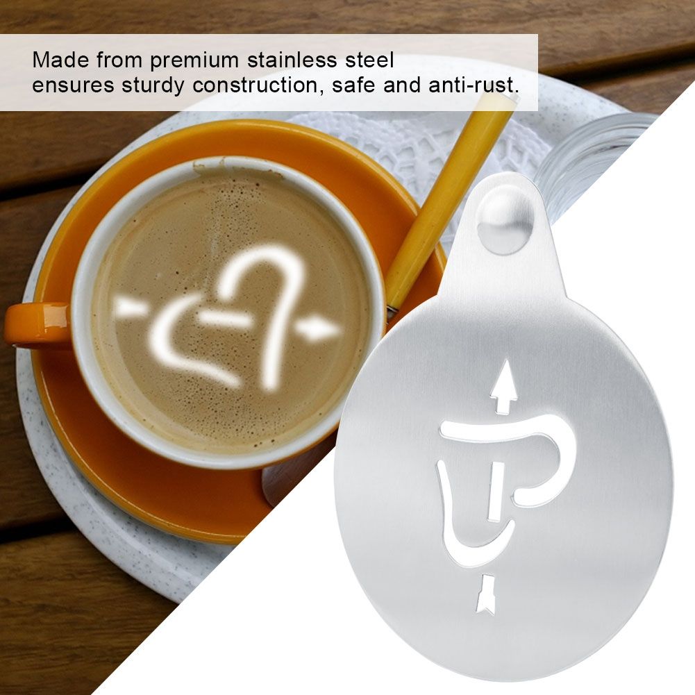 Coffee Decorating Stencil Latte Art Stencils Stainless Steel Coffee Cappuccino view 6