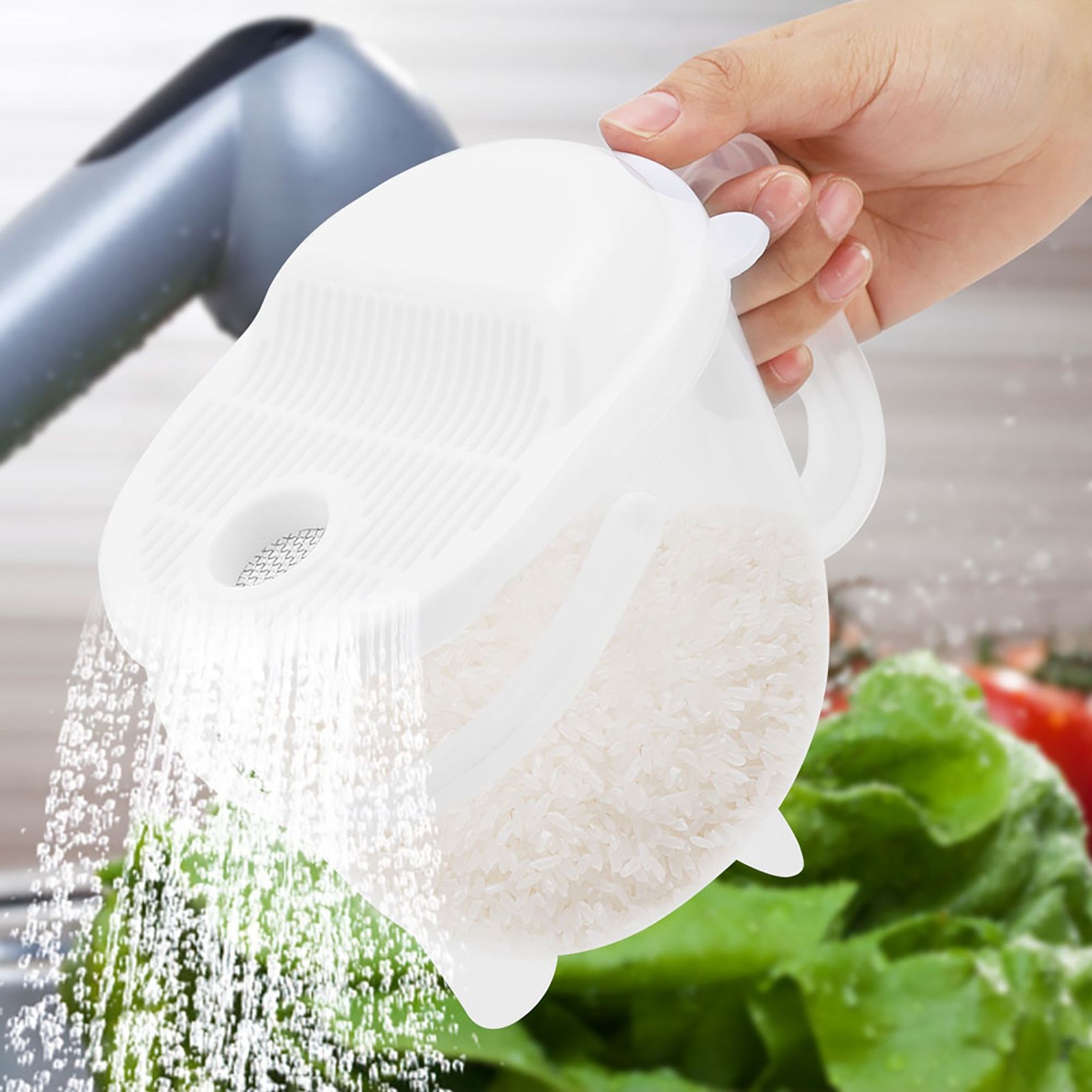 Rice Washing Strainer Grains Fruit Washer MultiFuntion Rice Washing Tool view 5