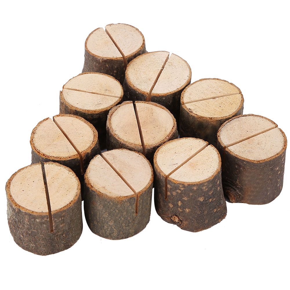 10Pcs Stump Shape Wedding Party Place Card Holder Stand Number Table Clip Card