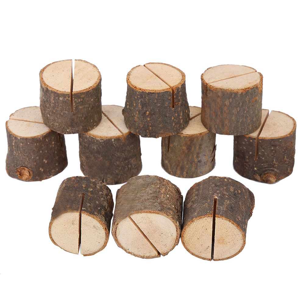 10Pcs Stump Shape Wedding Party Place Card Holder Stand Number Table Clip Card view 2