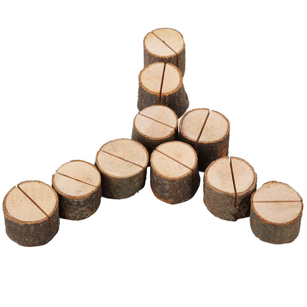 10Pcs Stump Shape Wedding Party Place Card Holder Stand Number Table Clip Card view 6