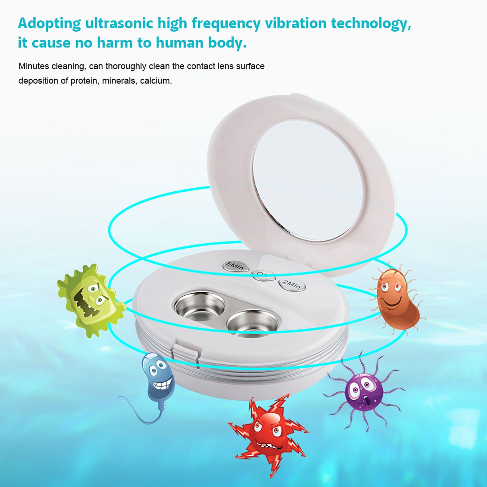 Ultrasonic Contact Lens Auto Cleaner Eye Protein Cleaning Case with USB view 8