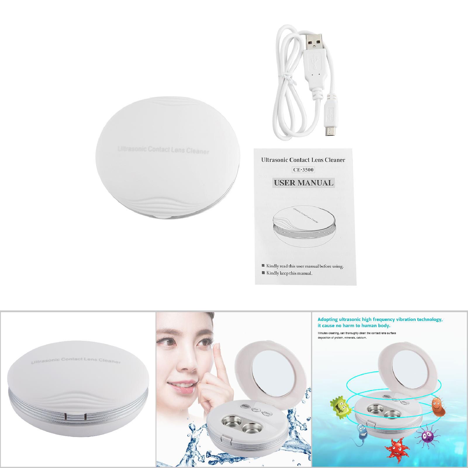 Ultrasonic Contact Lens Auto Cleaner Eye Protein Cleaning Case with USB view 9