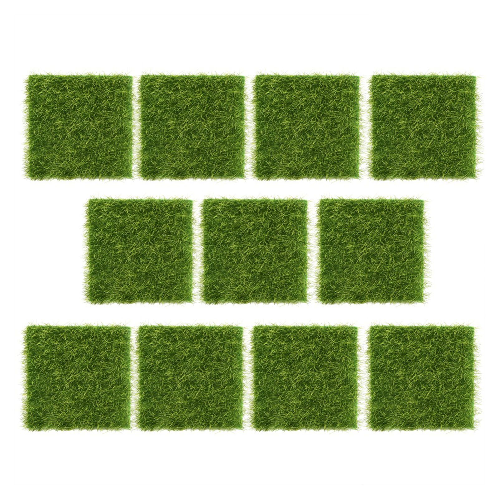 10Pcs Garden Home Plastic Crafts Micro Landscape Ornaments Simulated Turf view 2