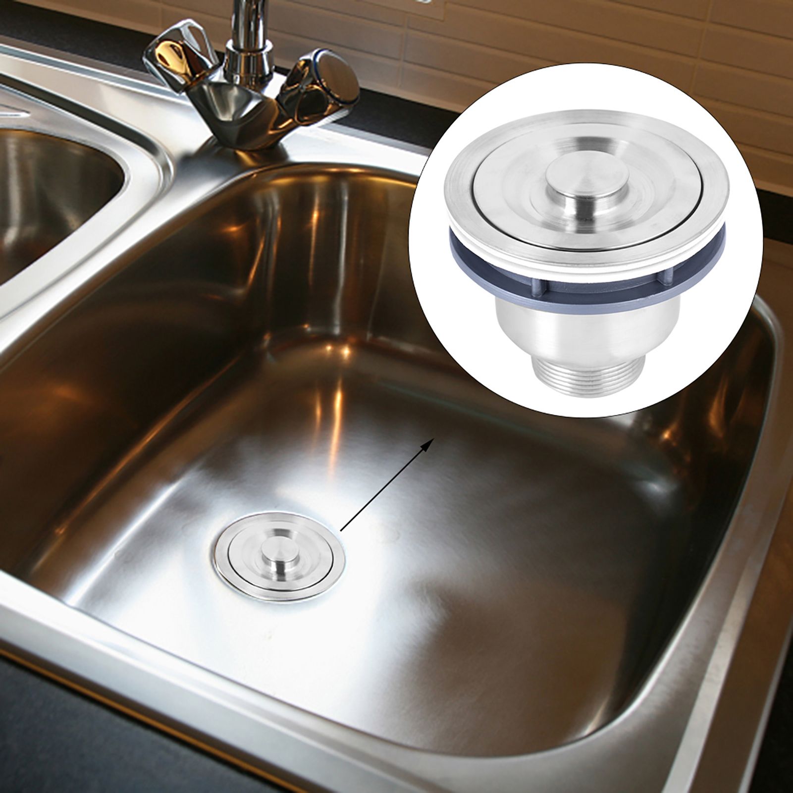 Stainless Steel Silver Sink Drains Sink Strainers Kitchen Drain Stopper view 3