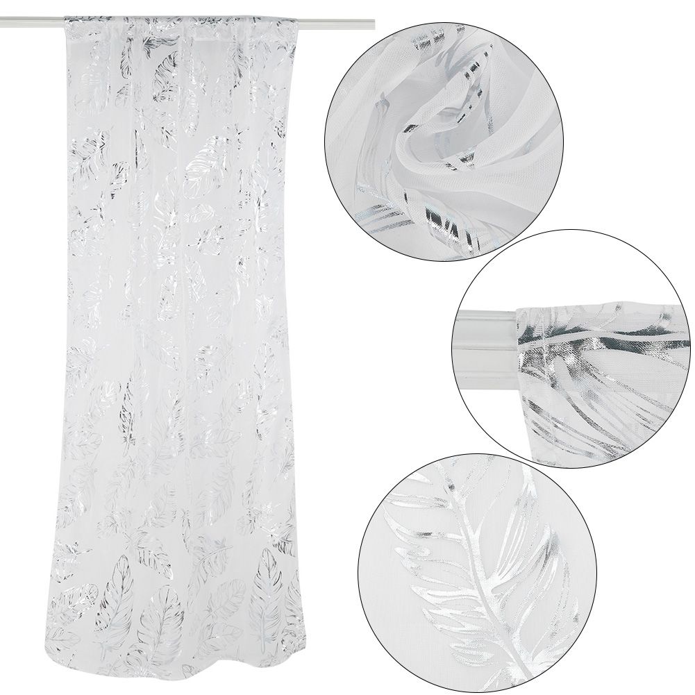 Tulle Window Door Curtain Drape Bedroom Living Room Coffee Shop (Silver) view 6