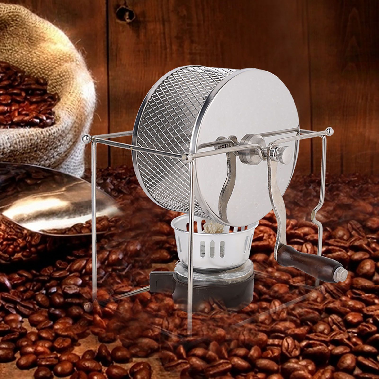 1Pc Mini Manual Coffee Beans Roasting Machine DIY Stainless Steel Rollers with view 5