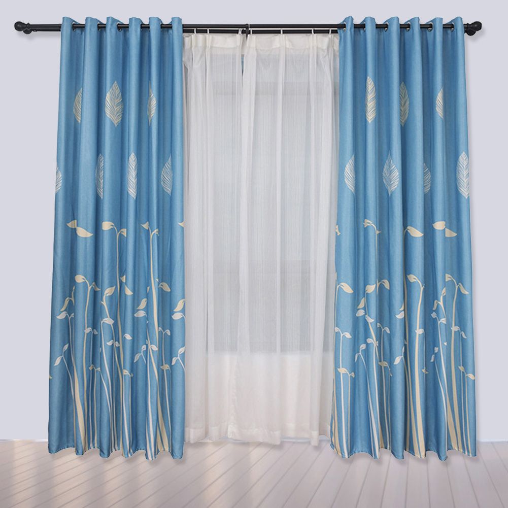 Polyester Window Curtain Shade Bedroom Living Room Kitchen Decor (Blue) — image 1