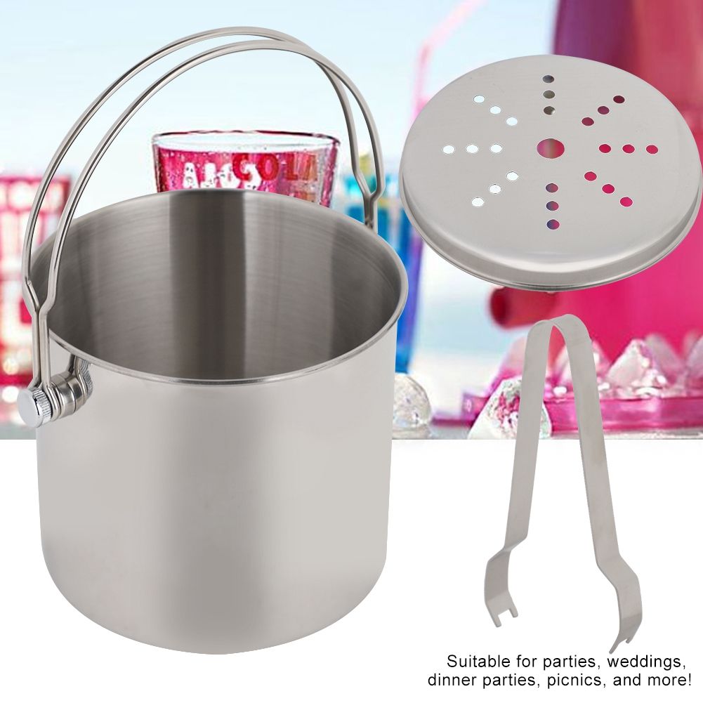 Stainless Steel Ice Container Bucket 2L Portable Red Wine Barrel for Kitchen view 7