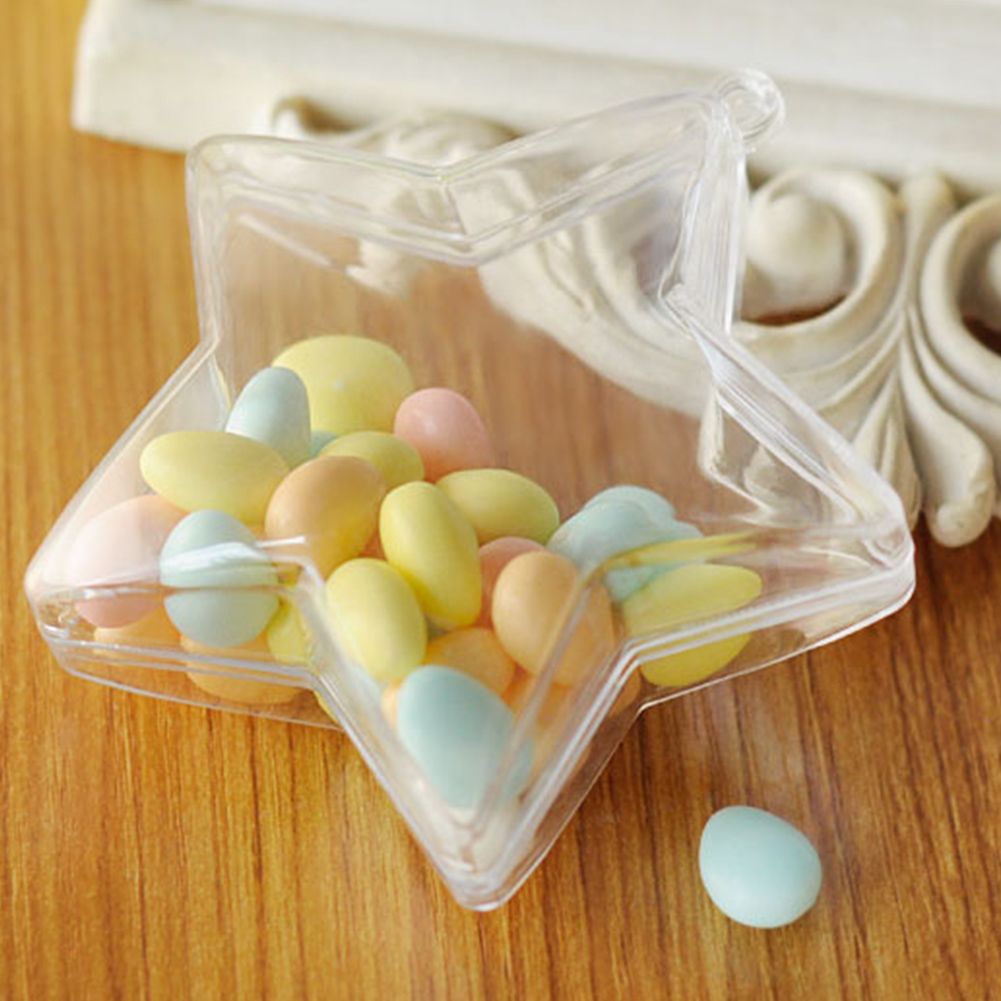 5Pcs Clear Favor Boxes Plastic Gift Box Star Shaped Candy Boxes for Wedding Party view 3
