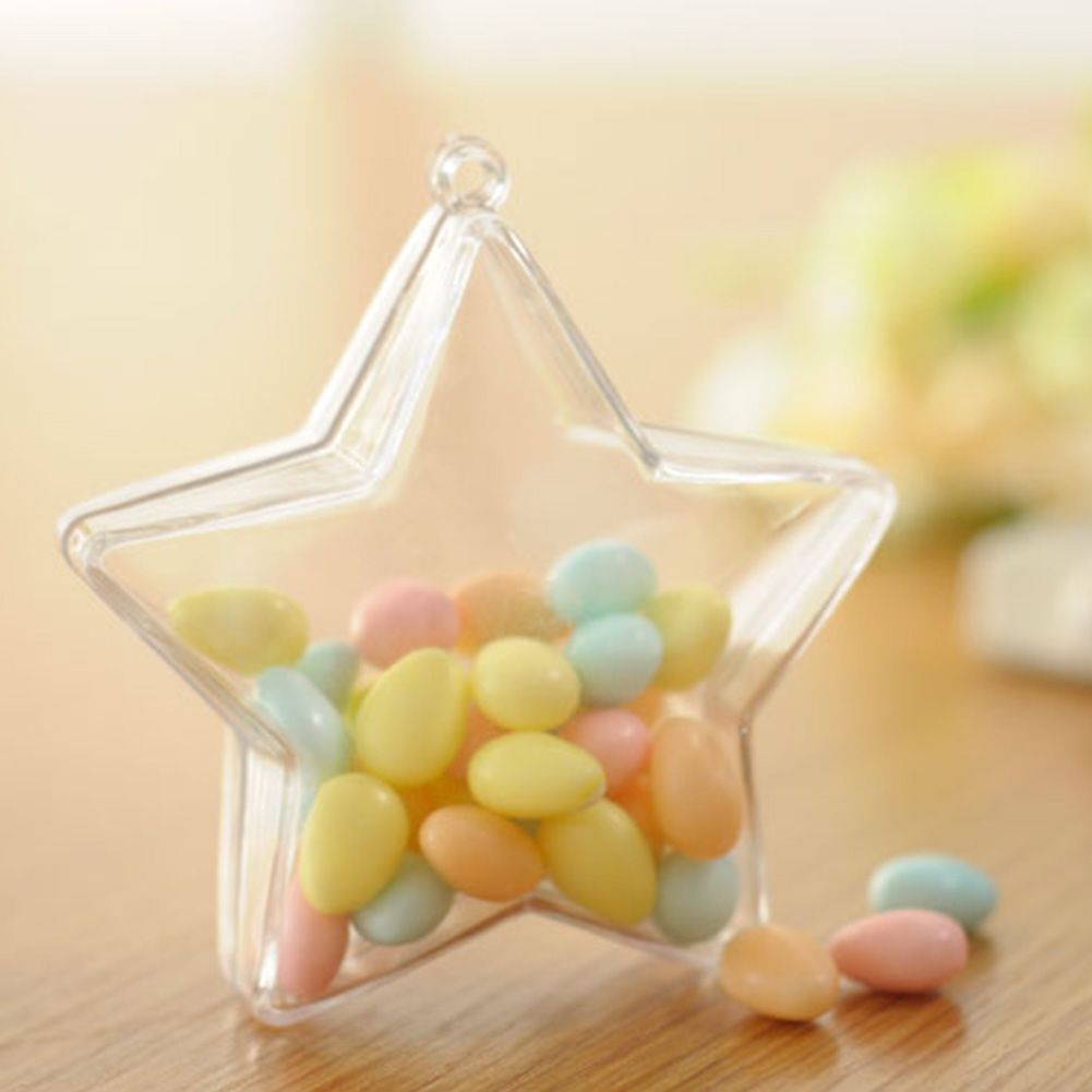 5Pcs Clear Favor Boxes Plastic Gift Box Star Shaped Candy Boxes for Wedding Party view 7