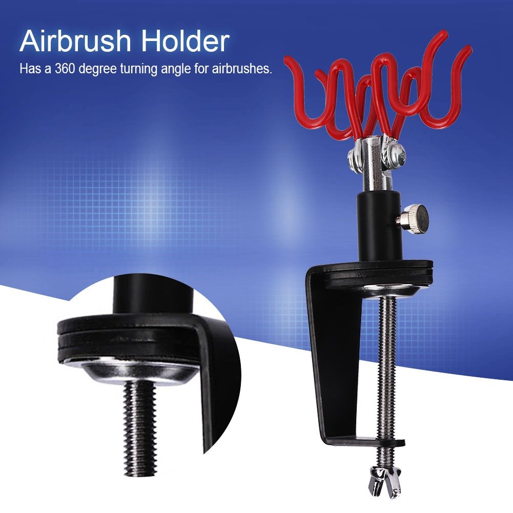 Airbrush Holder Stand Holds 2 Airbrushes Clamp on Table Mount Paint Hobby Kit view 6