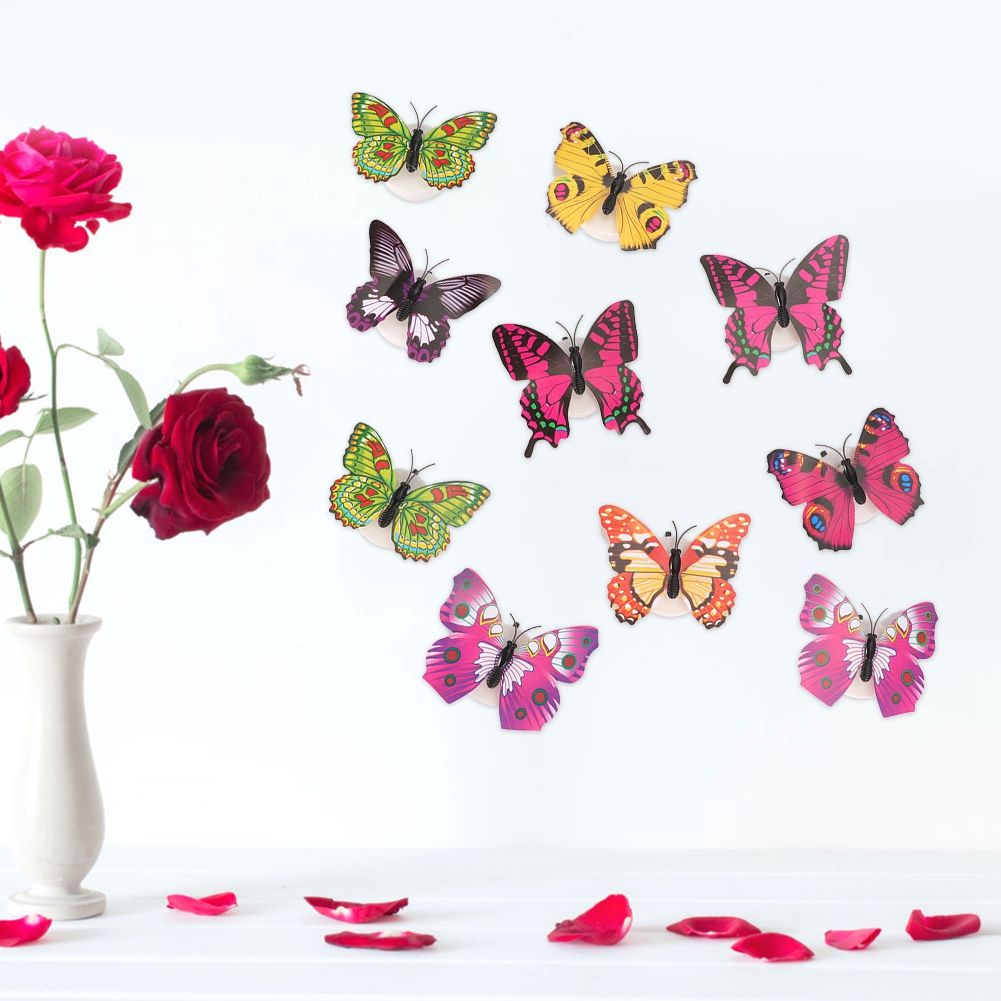 10pcs Glowing Butterfly Luminous Wall Decals DIY Stickers Glow In The Dark For
