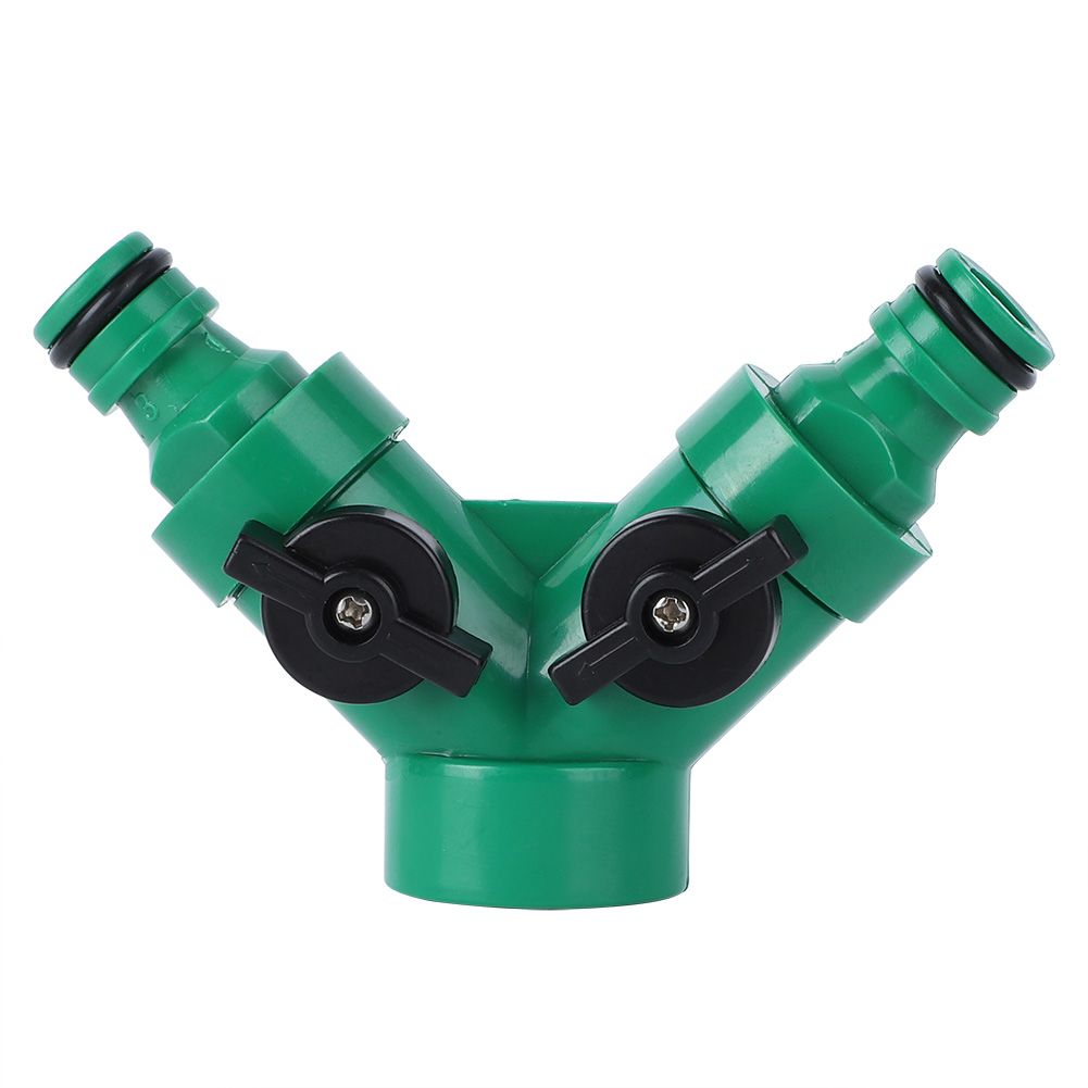 Two Way Pipe Divider Hose Splitter Garden Water Tap Adapter With Valve view 2
