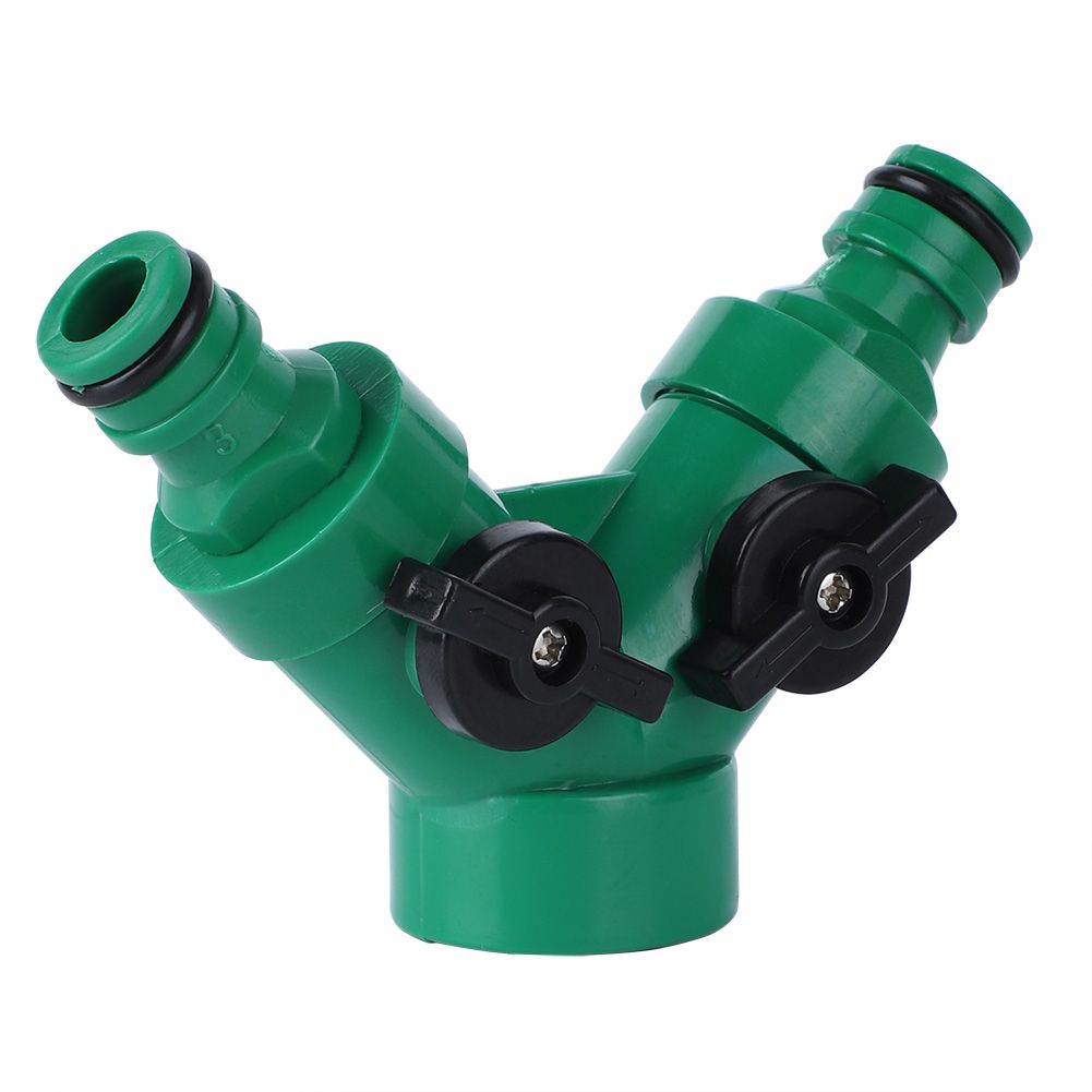 Two Way Pipe Divider Hose Splitter Garden Water Tap Adapter With Valve view 4