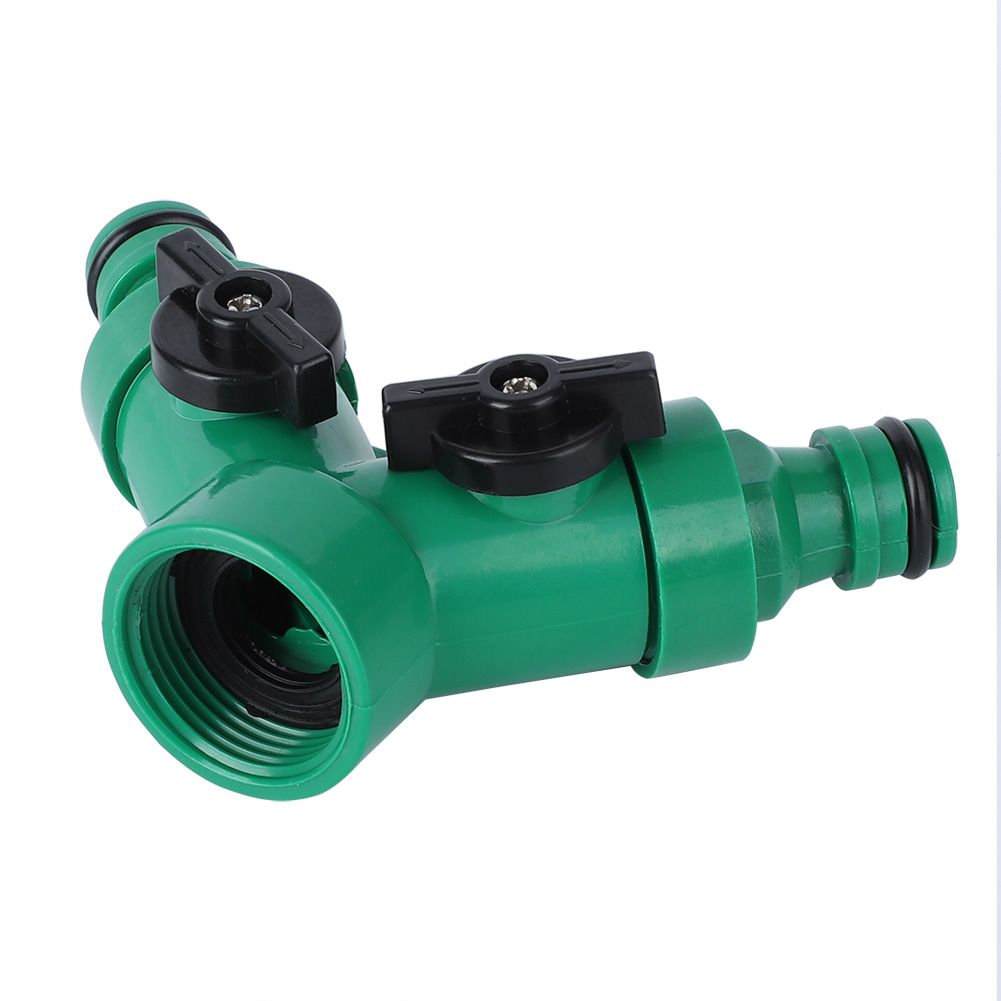 Two Way Pipe Divider Hose Splitter Garden Water Tap Adapter With Valve view 5