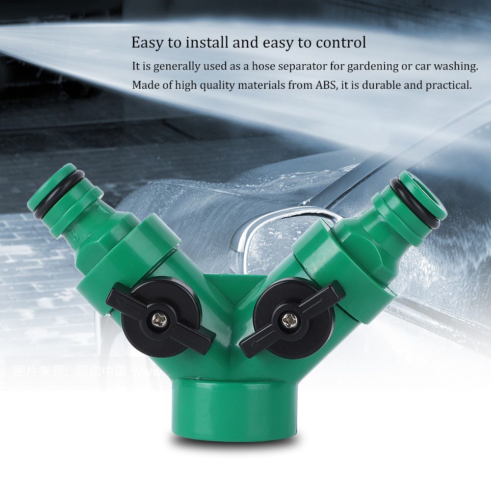 Two Way Pipe Divider Hose Splitter Garden Water Tap Adapter With Valve view 7
