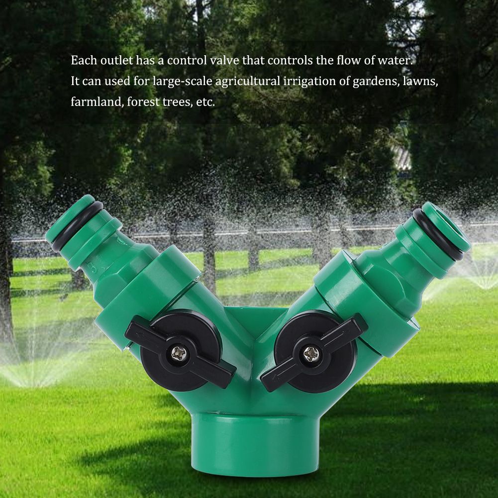 Two Way Pipe Divider Hose Splitter Garden Water Tap Adapter With Valve view 9