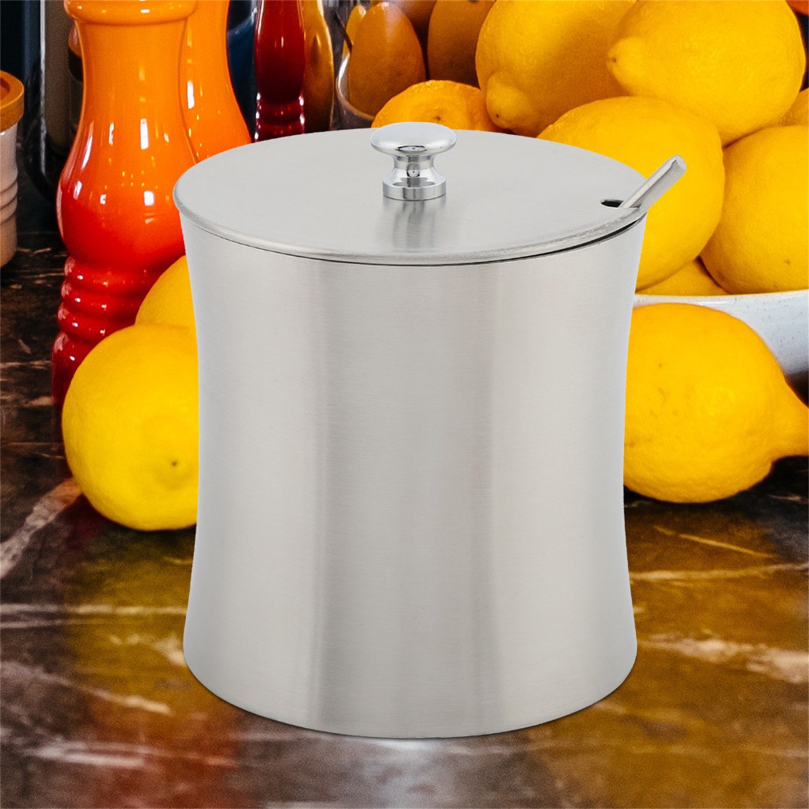Stainless Steel Sugar Bowl Spice Salt Pepper Seasoning Condiment Pot Jar with view 7