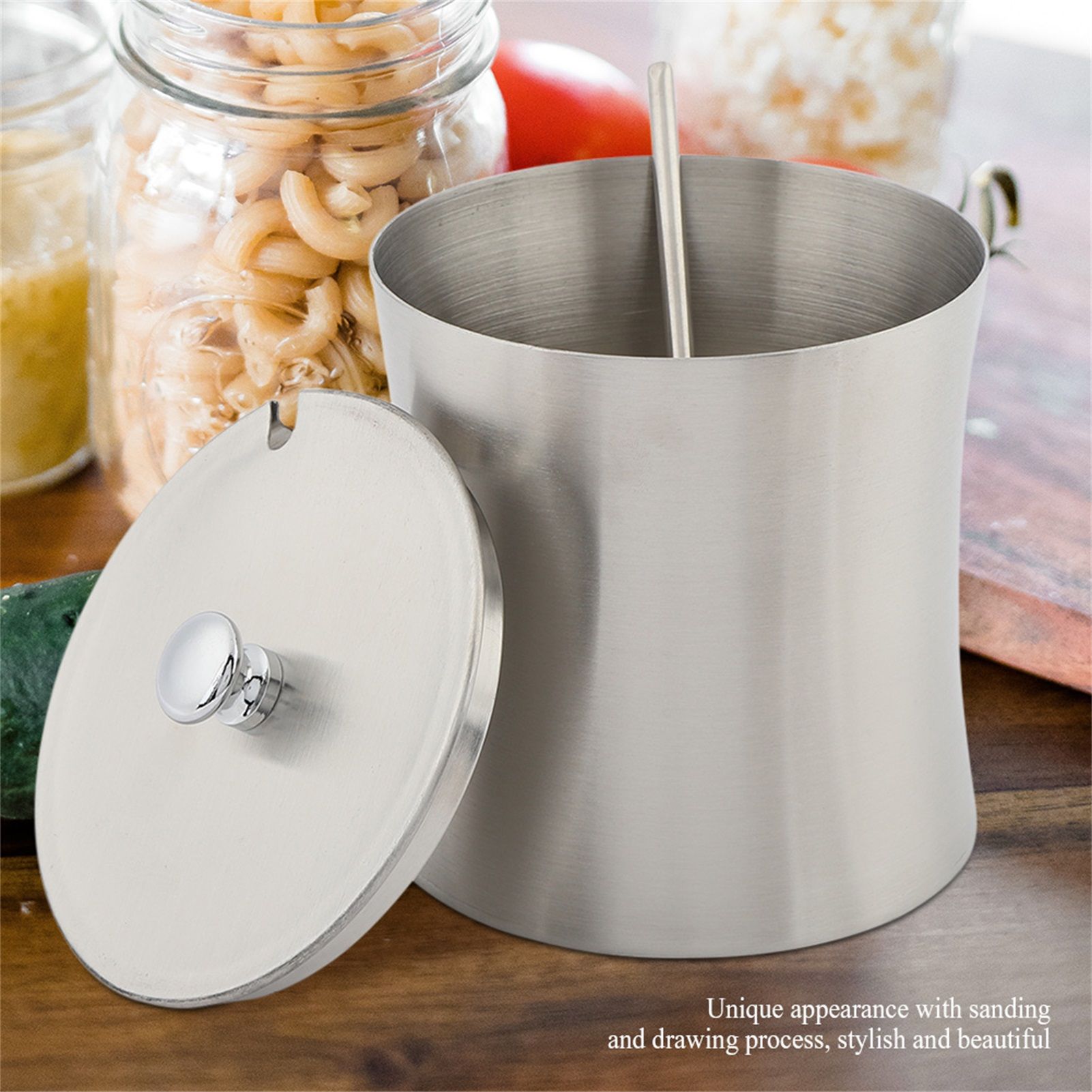 Stainless Steel Sugar Bowl Spice Salt Pepper Seasoning Condiment Pot Jar with view 8