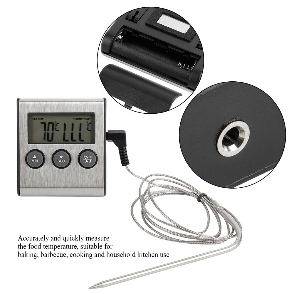BBQ Thermometer Meat Food Cooking Probe Thermometer with Timer Temperature view 10