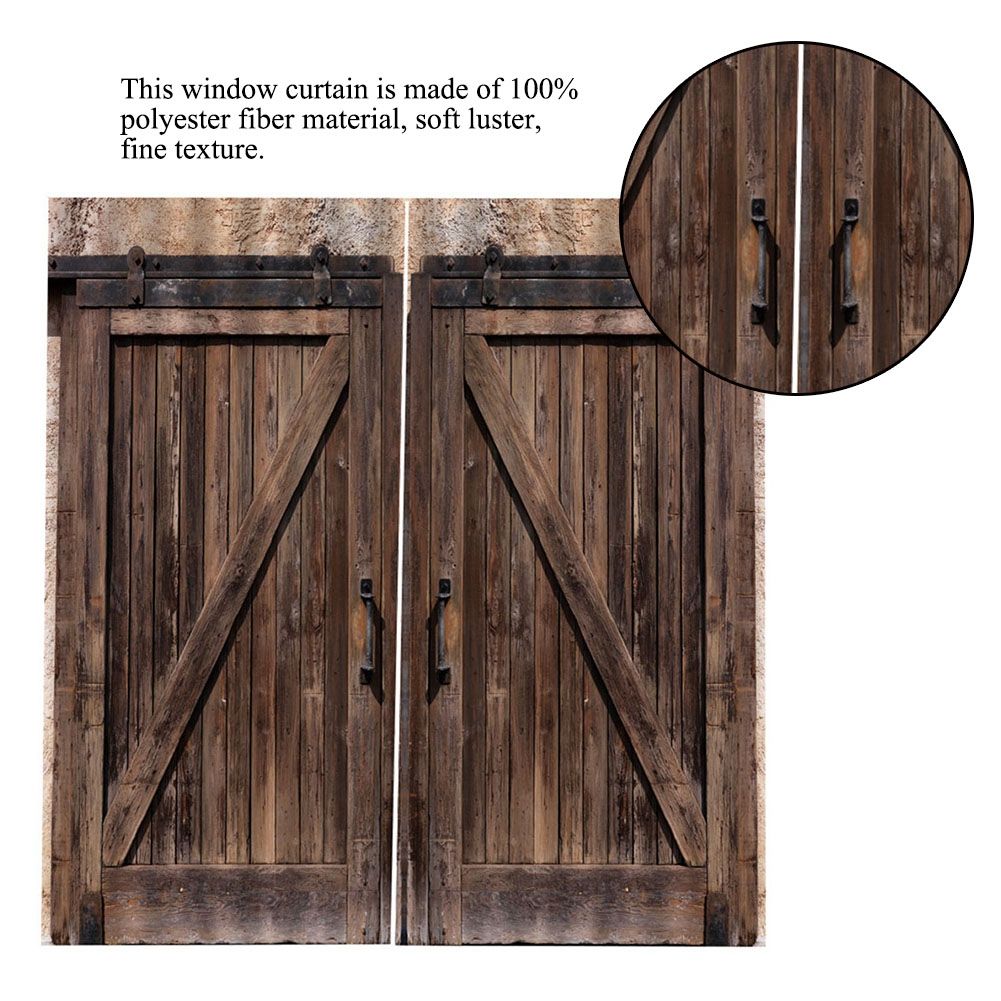 Wooden Door Style Living Room Bedroom Window Semi Blackout Semi Shade Printing view 9