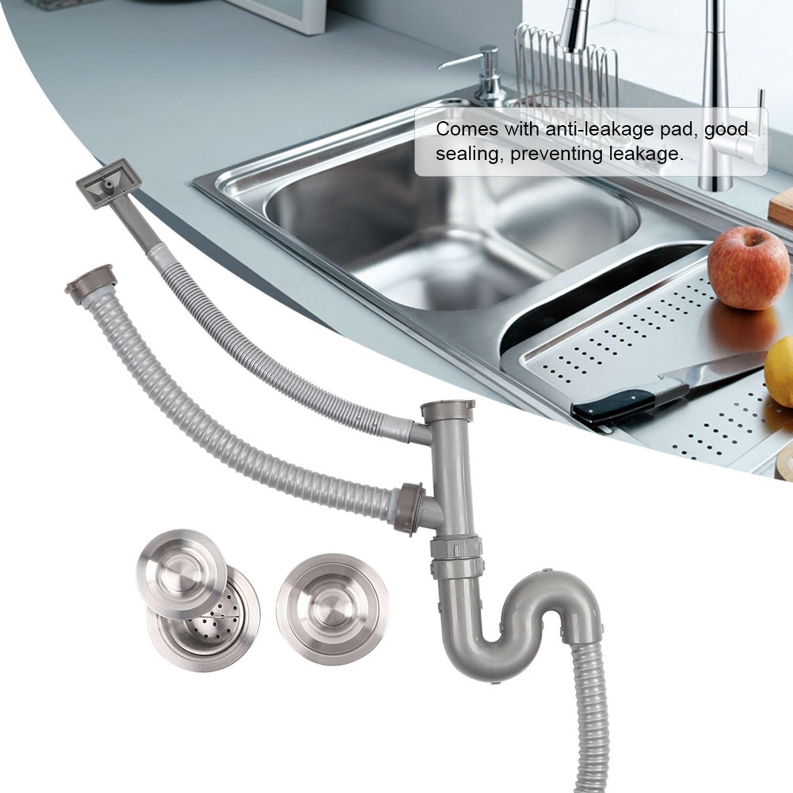 Stainless Steel S Bending Pipe Bathroom Basin Sink Water Drain Plug Draining Tool view 7