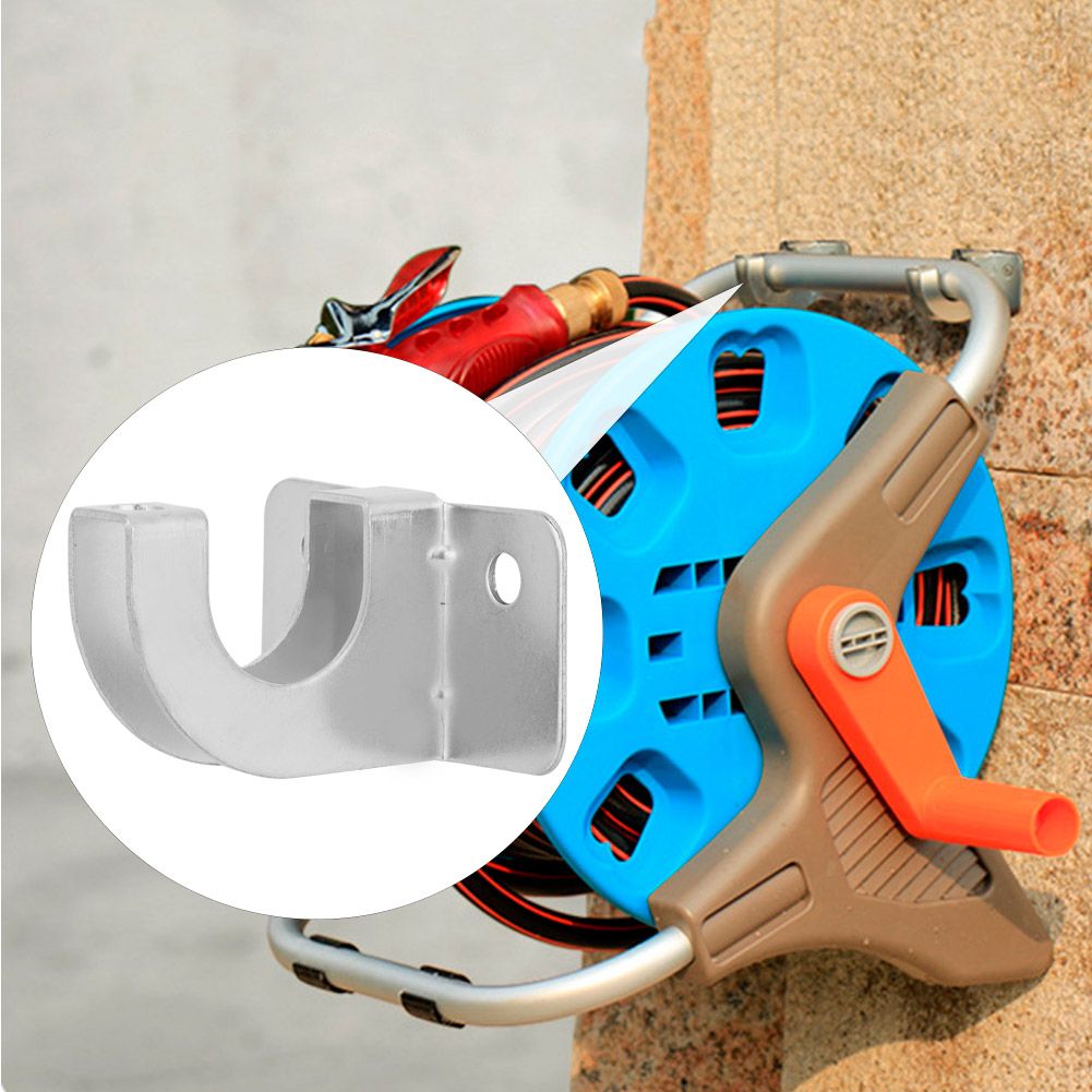 Garden Portable Hose Pipe Reel Holder Metal Rack Hanger Wall Mounted Watering view 7