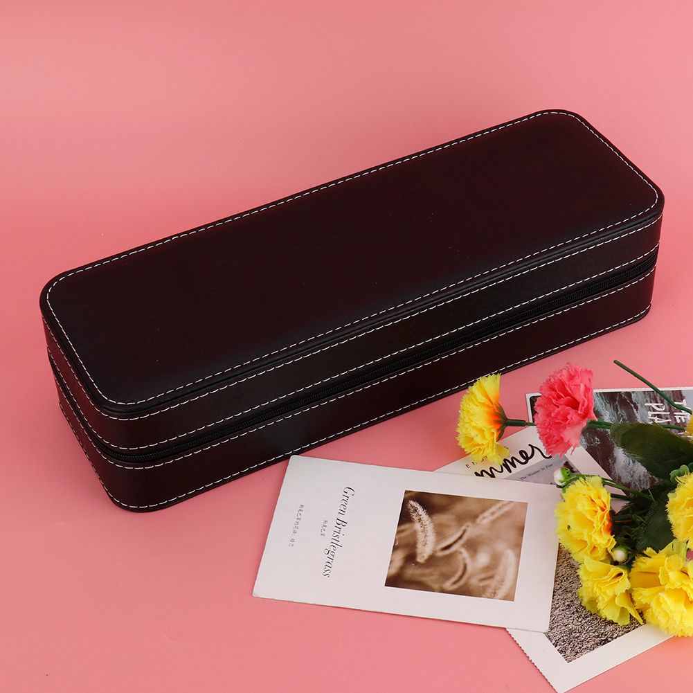 6 Slot PU Leather Watch Storage Case Organizer Display Box Separated Compartments — image 1