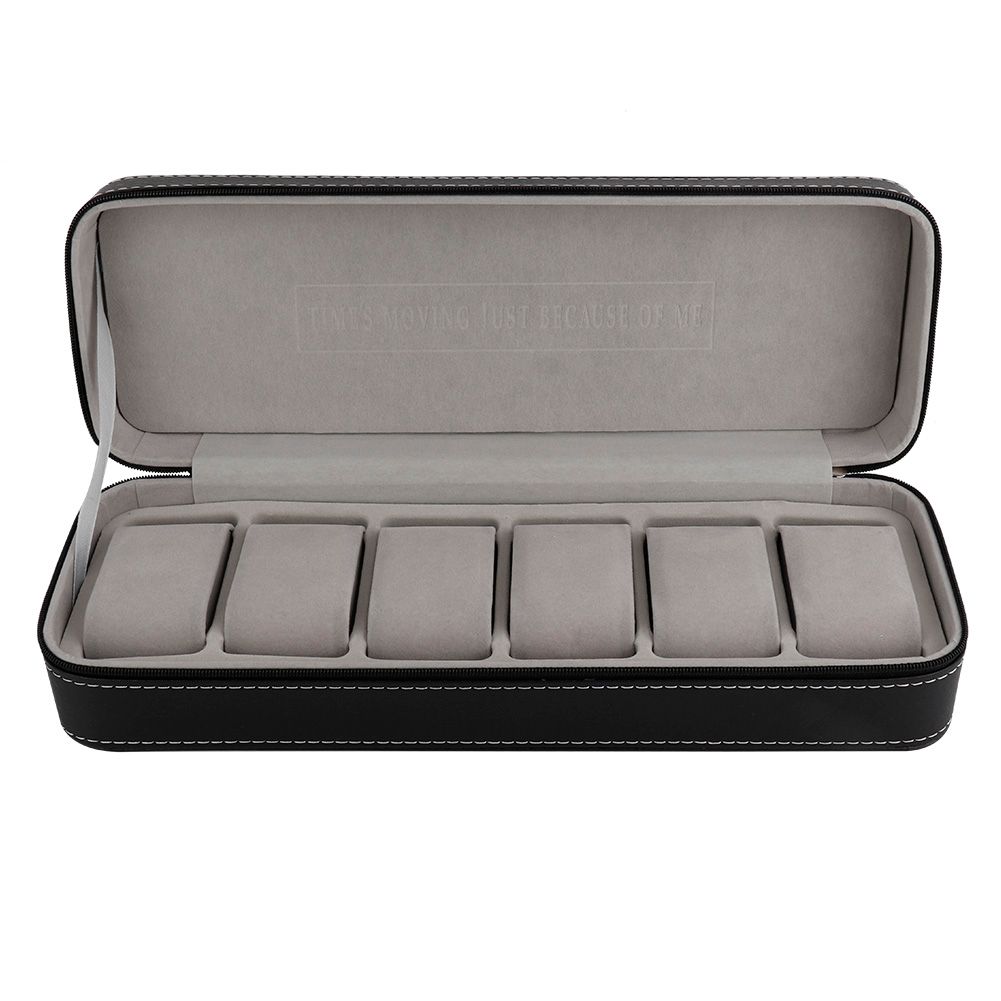 6 Slot PU Leather Watch Storage Case Organizer Display Box Separated Compartments view 6