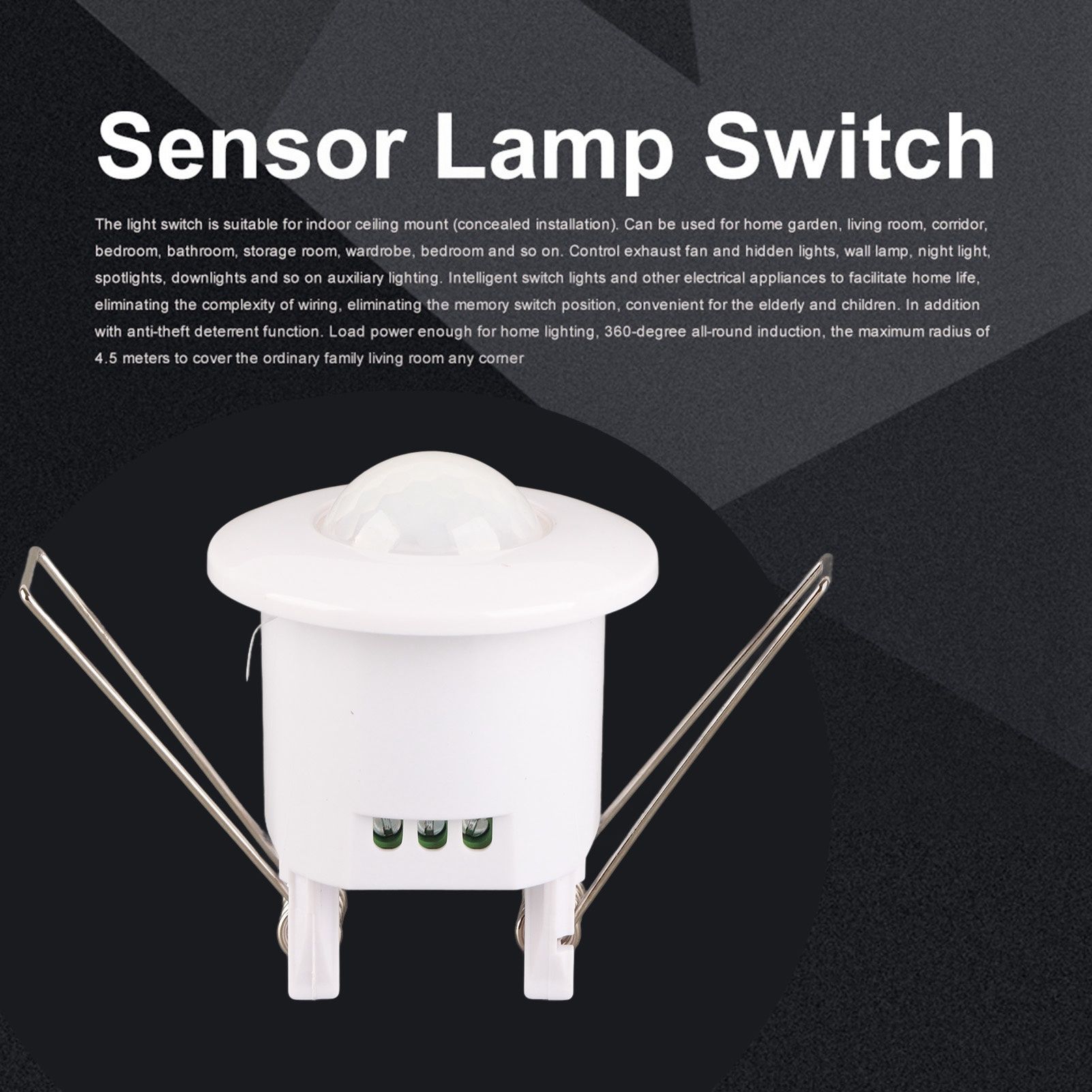 Mini Adjustable 360° Ceiling PIR Infrared Body Motion Sensor Detector Lamp