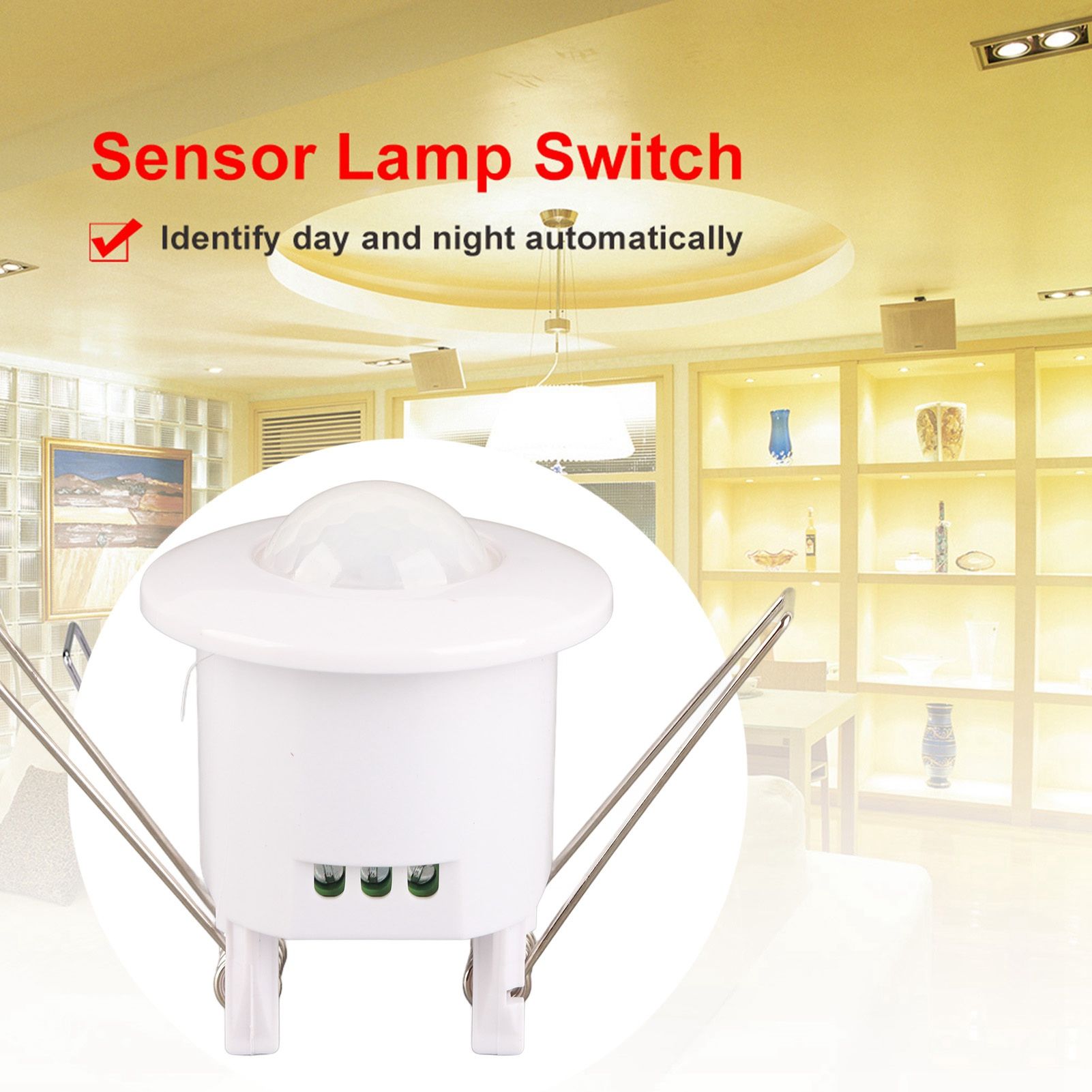 Mini Adjustable 360° Ceiling PIR Infrared Body Motion Sensor Detector Lamp view 4
