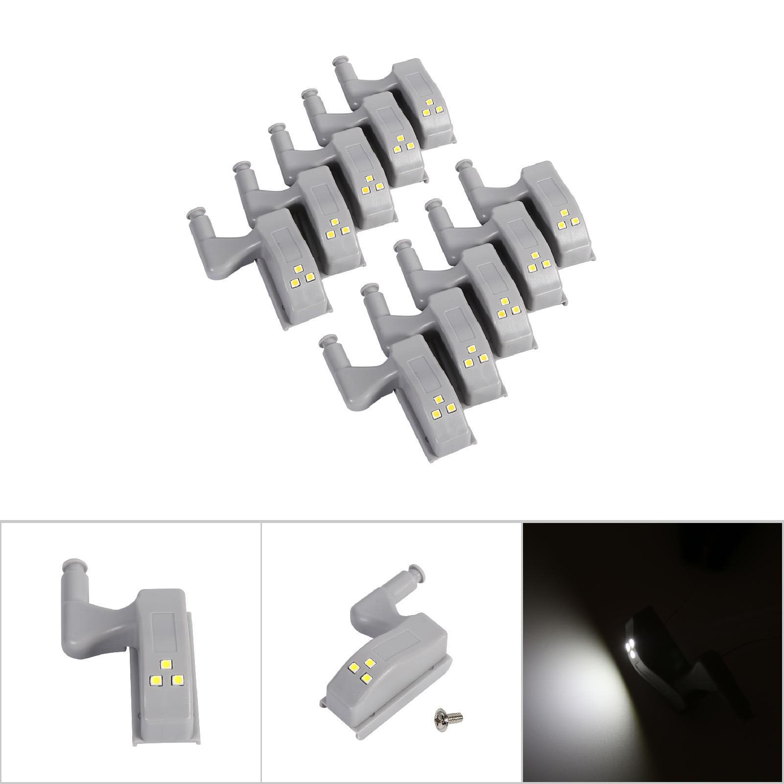 10Pcs Cabinet Cupboard Closet Wardrobe LED Hinge Light Home Kitchen (Cool White) view 10