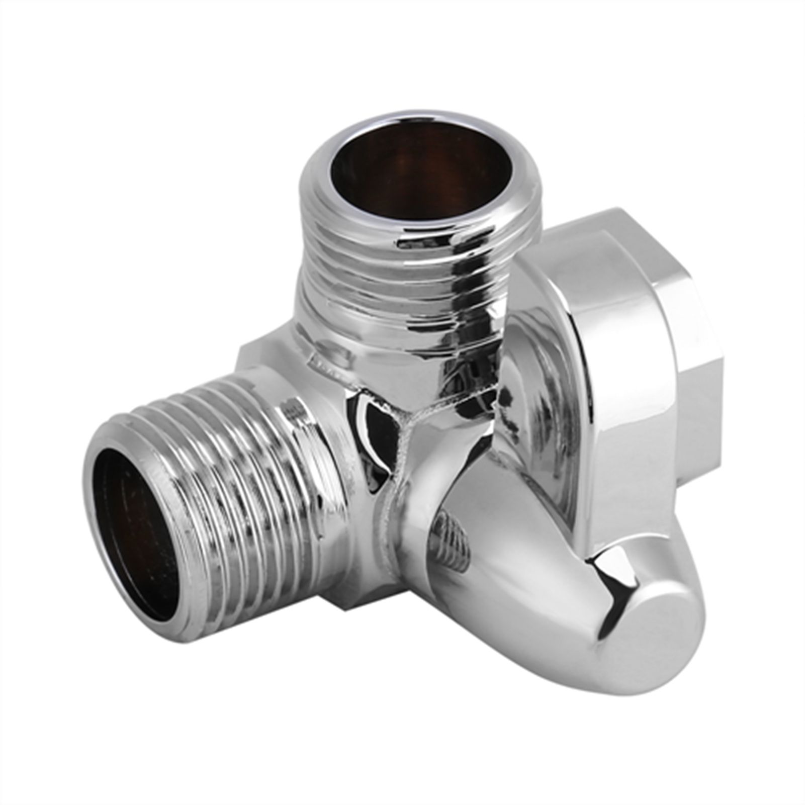 3‑Way Brass Chrome Diverter G1/2" T Shape Adapter Valve for Shower Arm Mounted view 2