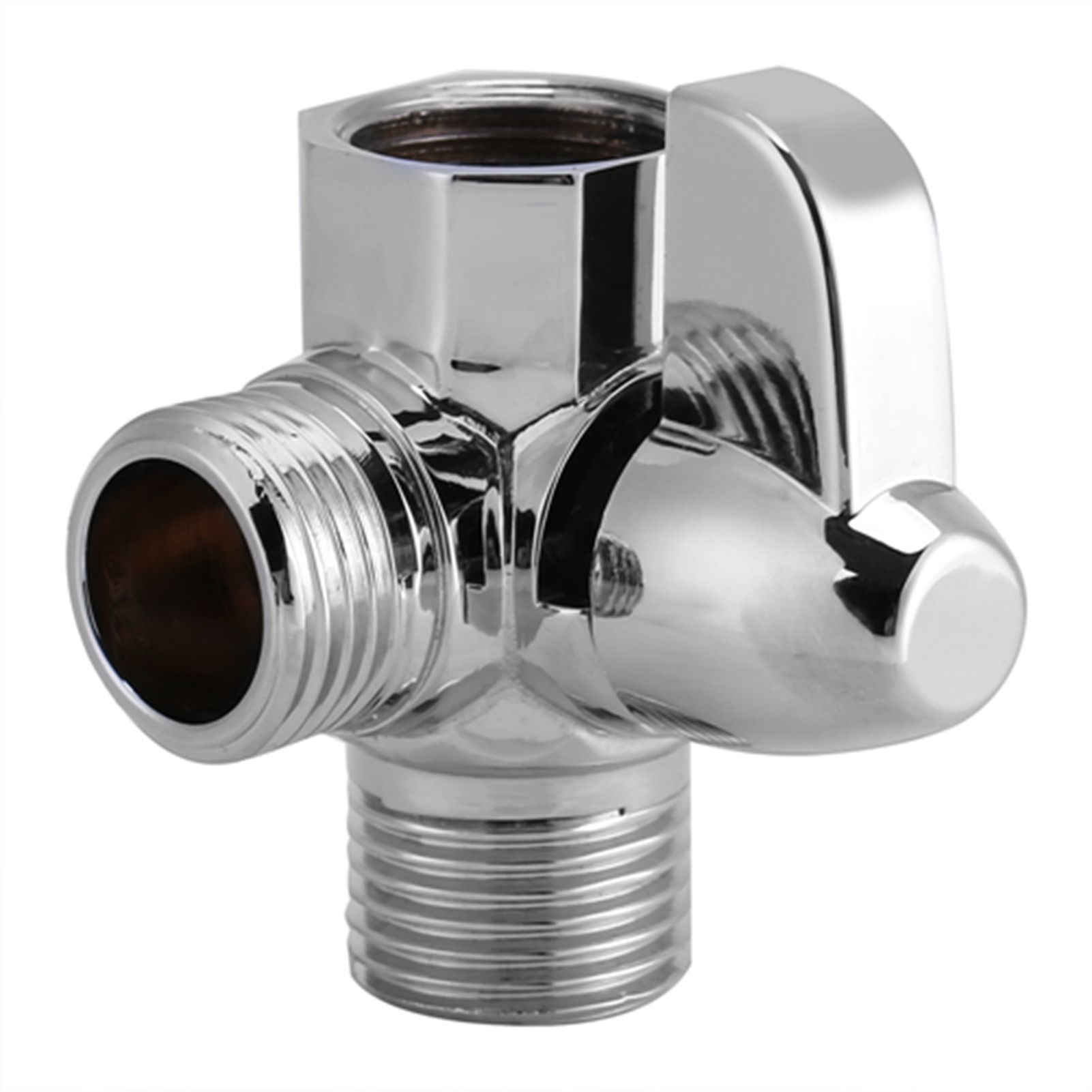 3‑Way Brass Chrome Diverter G1/2" T Shape Adapter Valve for Shower Arm Mounted view 3