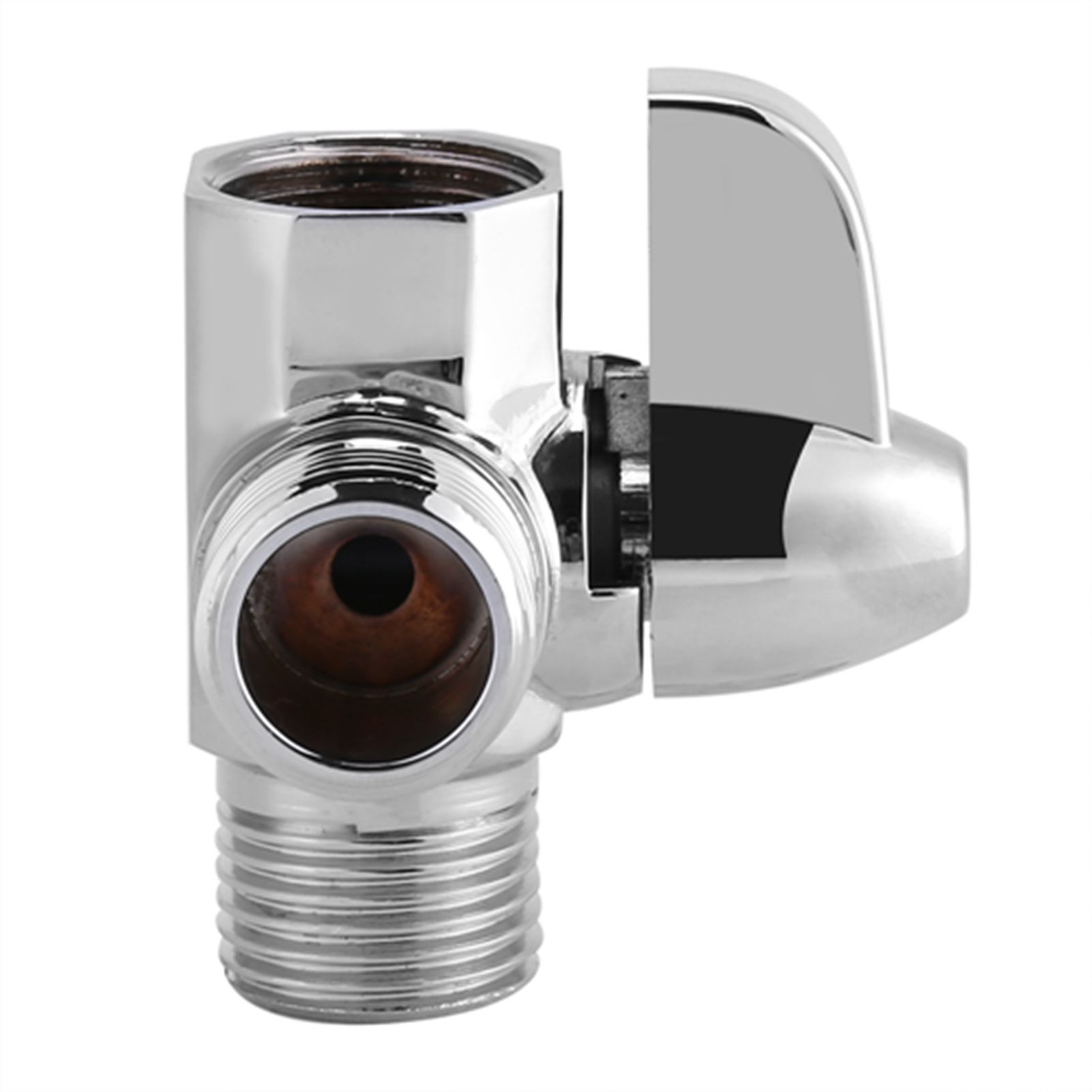 3‑Way Brass Chrome Diverter G1/2" T Shape Adapter Valve for Shower Arm Mounted view 4