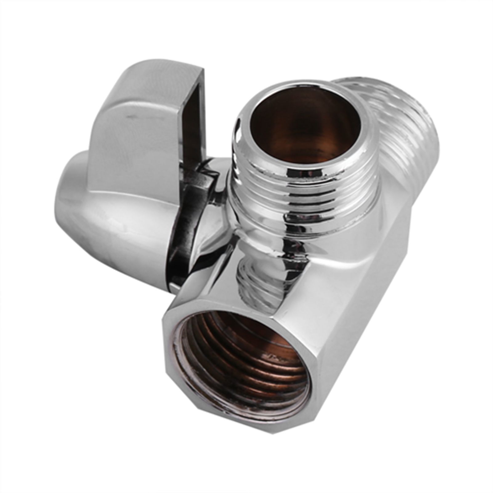 3‑Way Brass Chrome Diverter G1/2" T Shape Adapter Valve for Shower Arm Mounted view 7