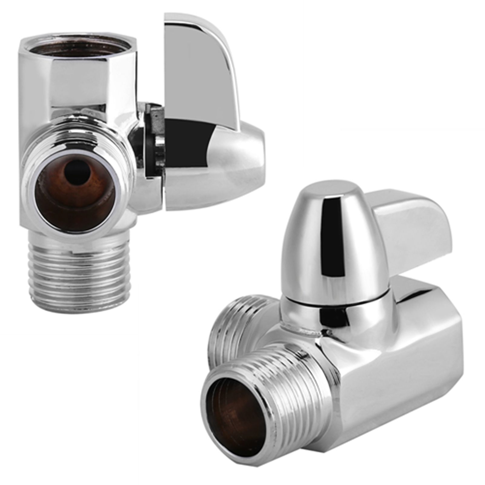 3‑Way Brass Chrome Diverter G1/2" T Shape Adapter Valve for Shower Arm Mounted view 9