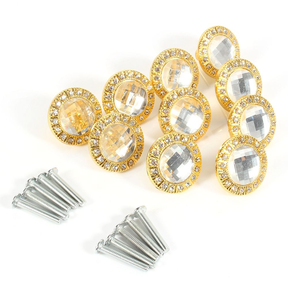 10pcs Clear Diamond Crystal Glass Wardrobe Knob Cupboard Drawer Door Pull Handle view 2