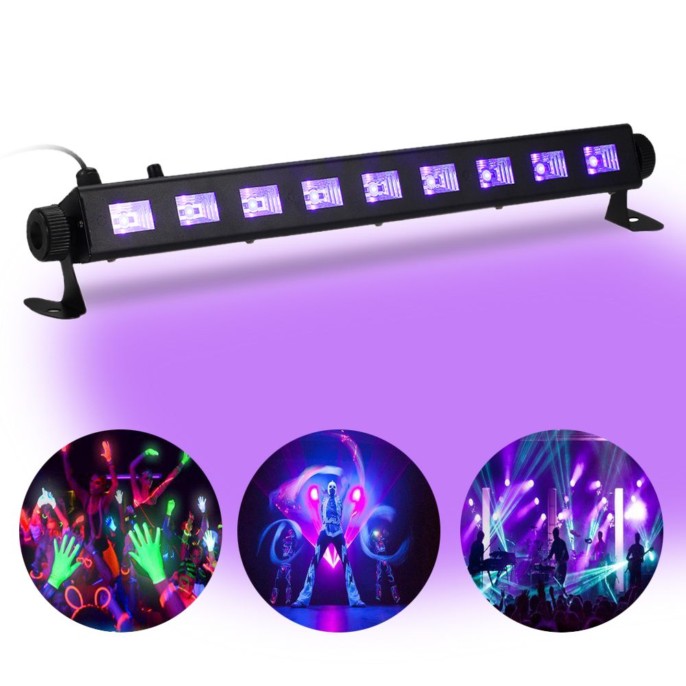 Dimmable LED UV Bar Black Light Lamp Fixture Portable High Bright 9LEDs Total