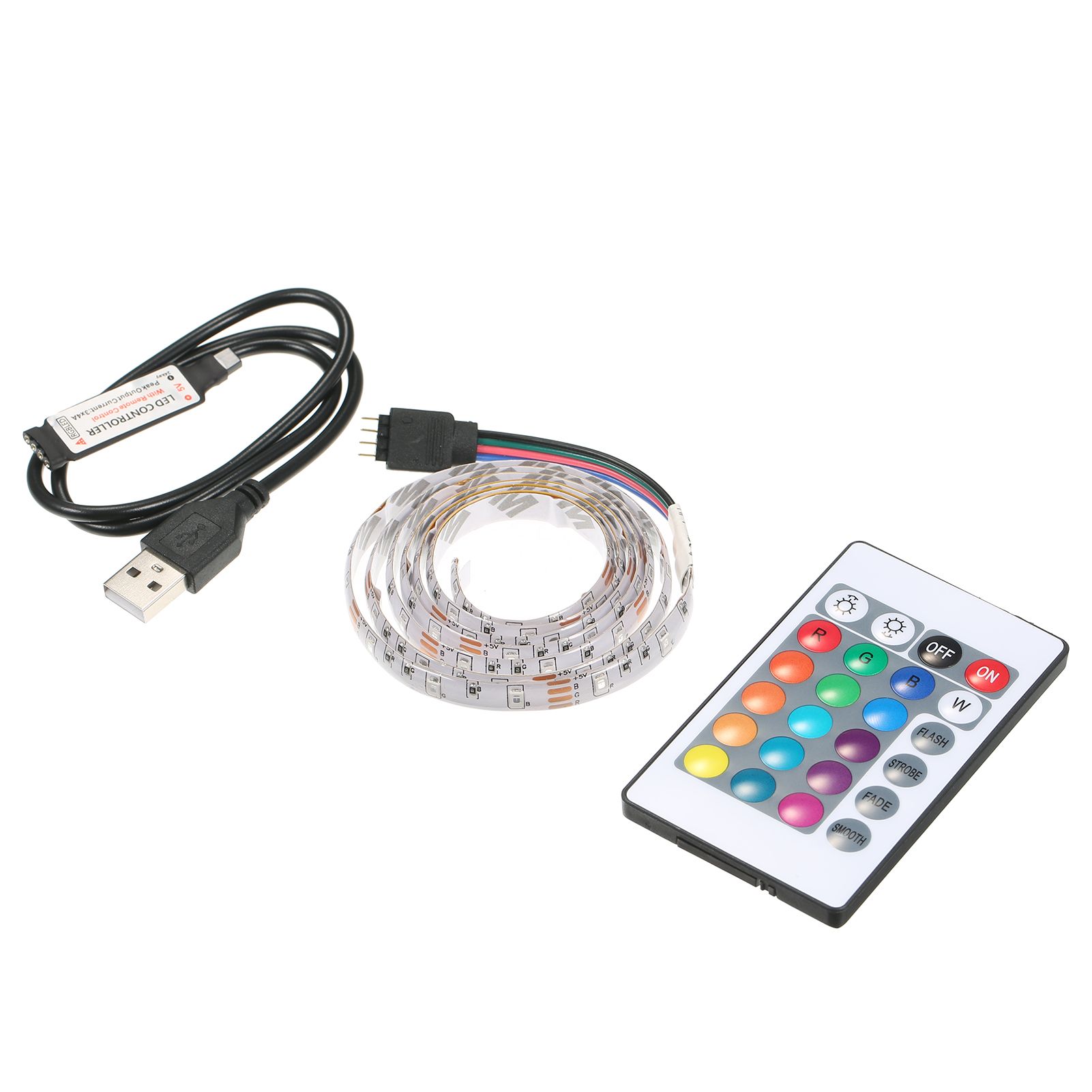 DC5V 6W 1M 60 LEDs RGB Strip Light with Remote Control USB Powered Operated view 2