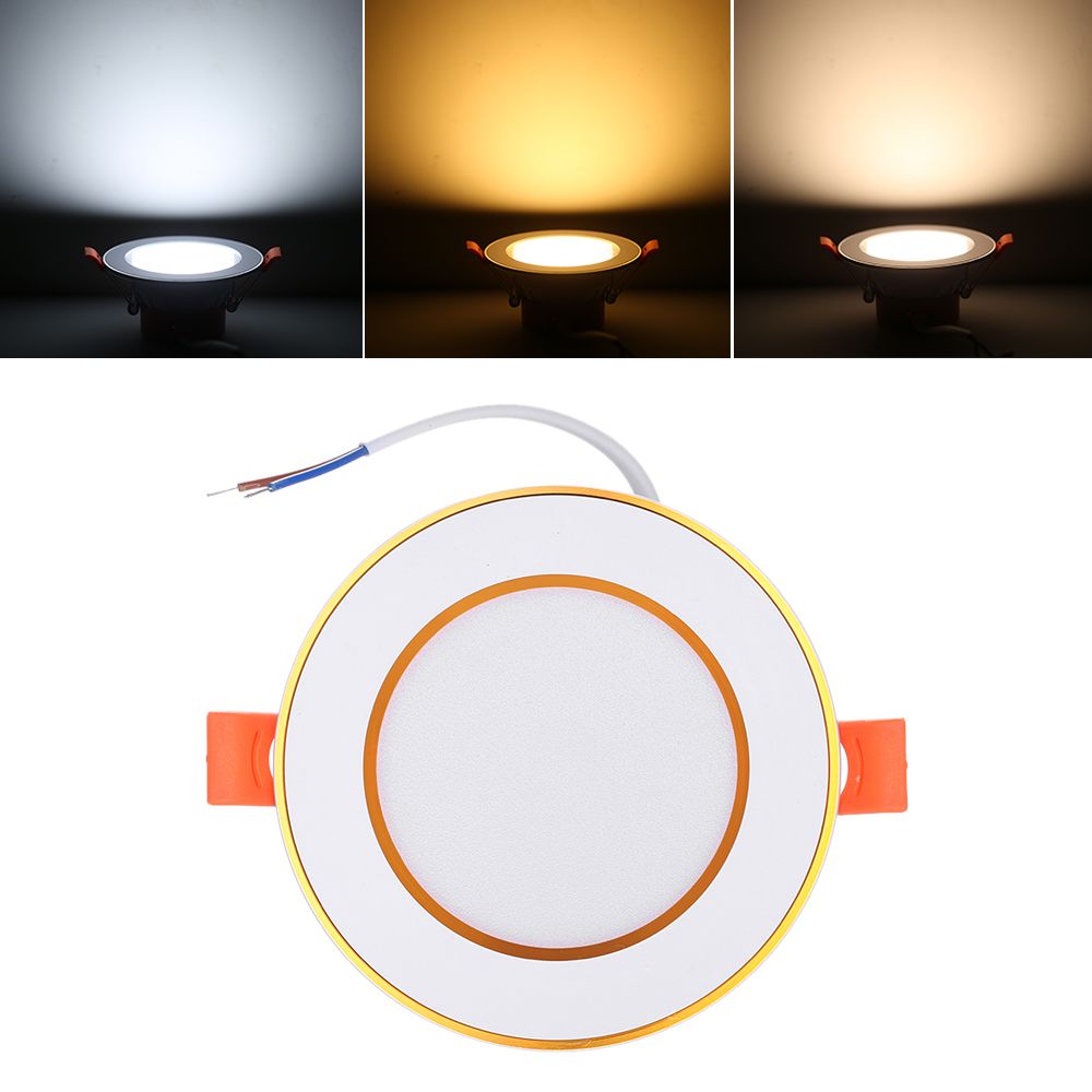 AC85-265V 5W LED Round Ceiling 3 Lighting Color Downlight Recessed Down Light view 2