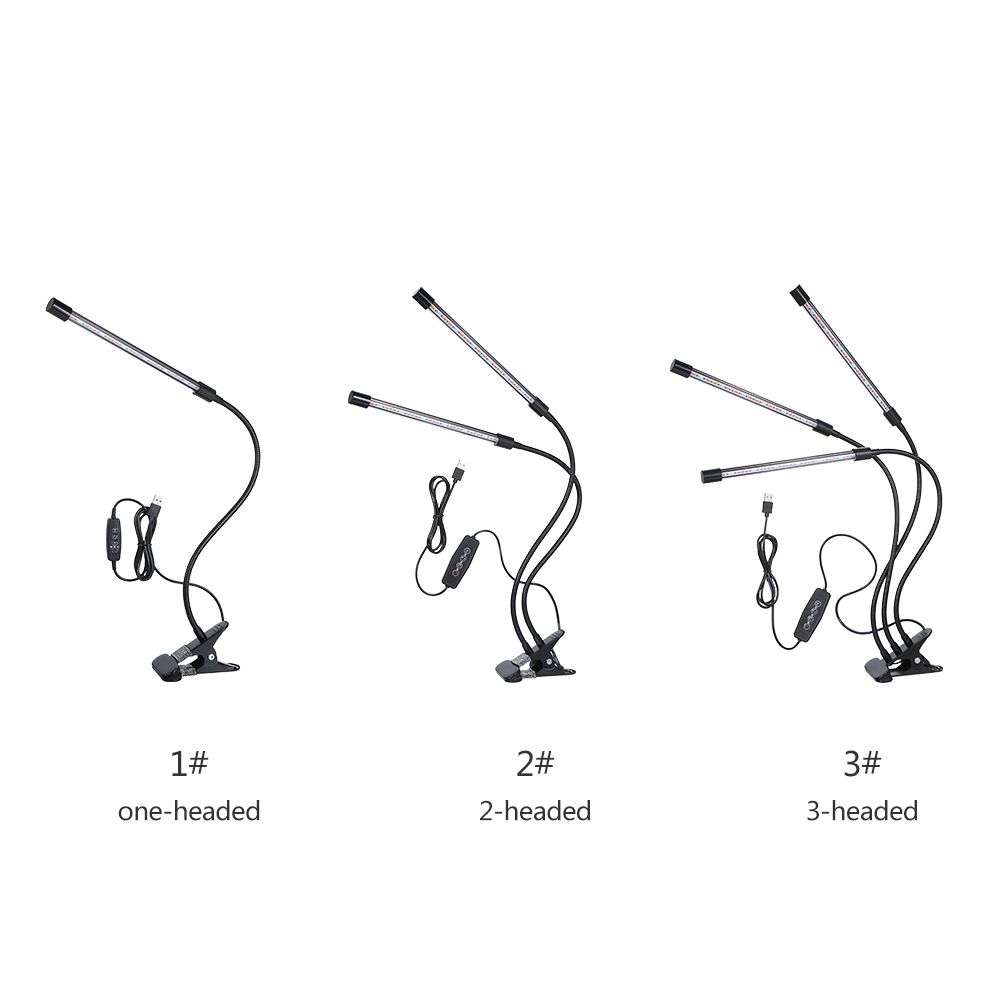 DC5V 27W 3-headed LED Plant Growing Light with Adjustable 360° Goosenecks Red