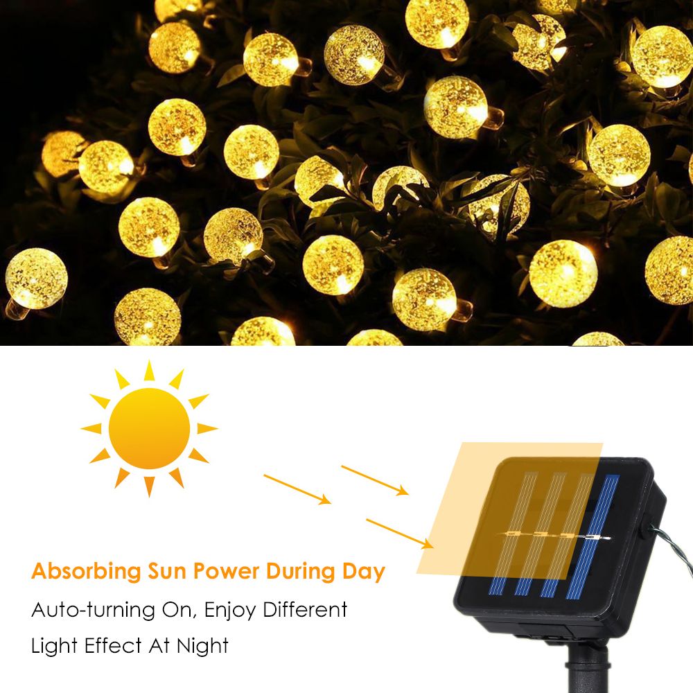 5W 17Meters/ 55.8Ft 100LEDs Solar Powered Energy Ball Outdoor String Light