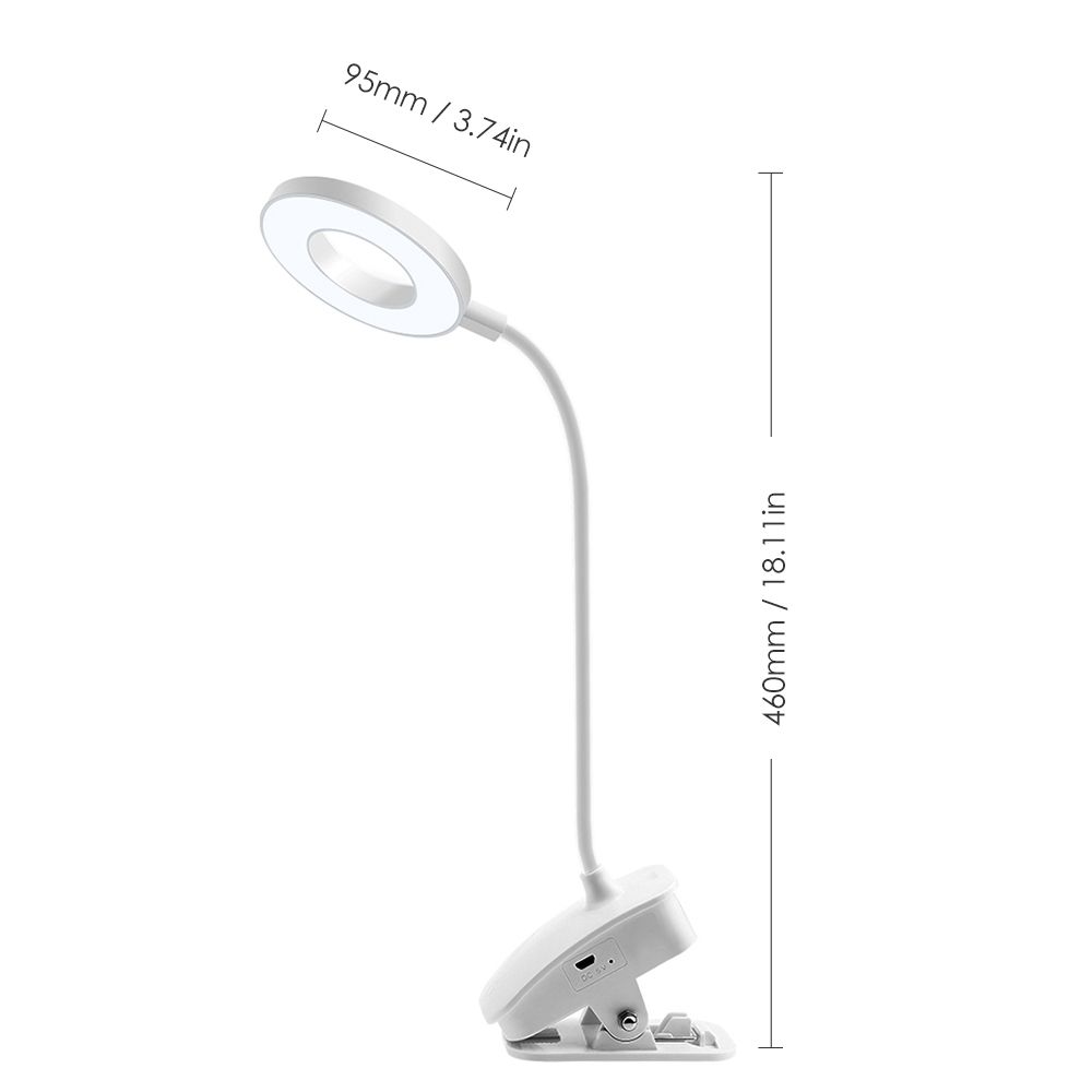 USB Clip-on Table Lamp Touching Control LEDs Eye-caring Night Light 360°